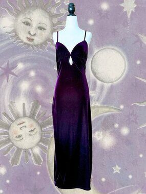 🔮 Vintage 90s Velvet Slip Dress Dark Feminine Whimsigoth Maxi
